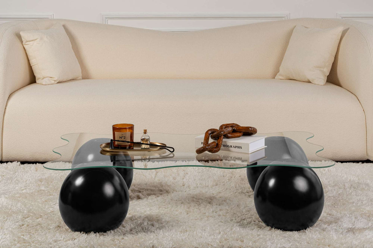 Noxa coffee table black transparent 120x80 cm Black Transparent Tempered glass