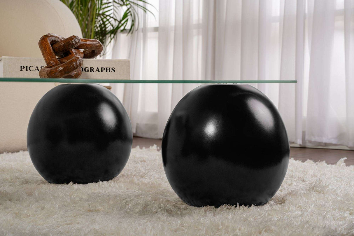 Noxa coffee table black transparent 120x80 cm Black Transparent Tempered glass