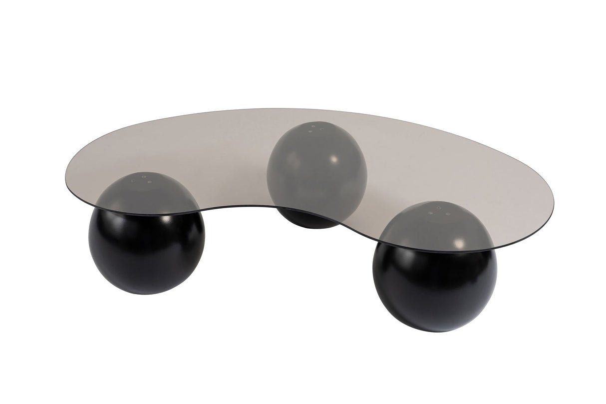 Living room table Sphere Tempered glass Black Bronze 120x70x30 cm Black Bronze Tempered glass