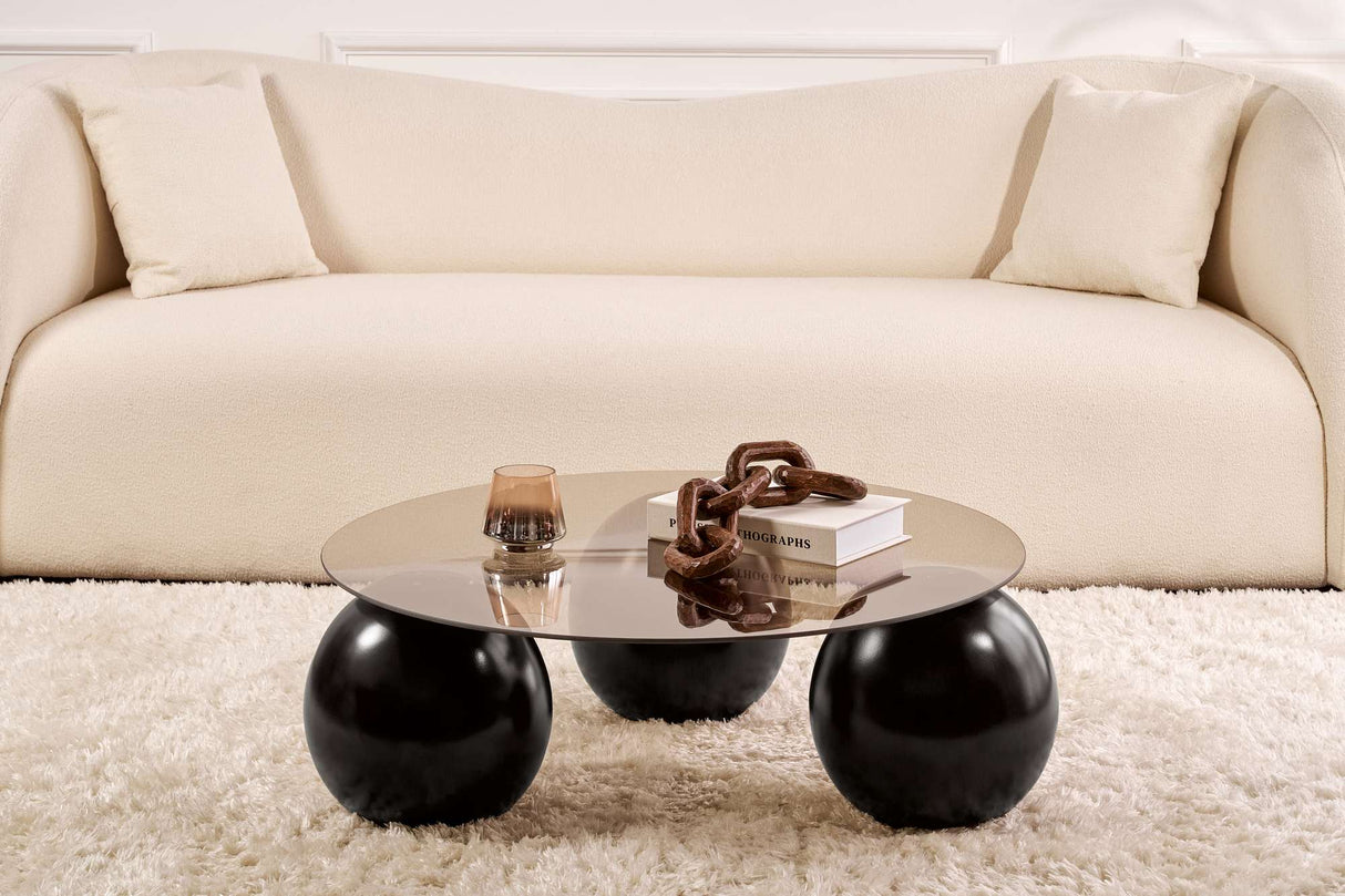 Coffee table Miro Tempered glass 85x85 cm Black Bronze Black Bronze Tempered glass