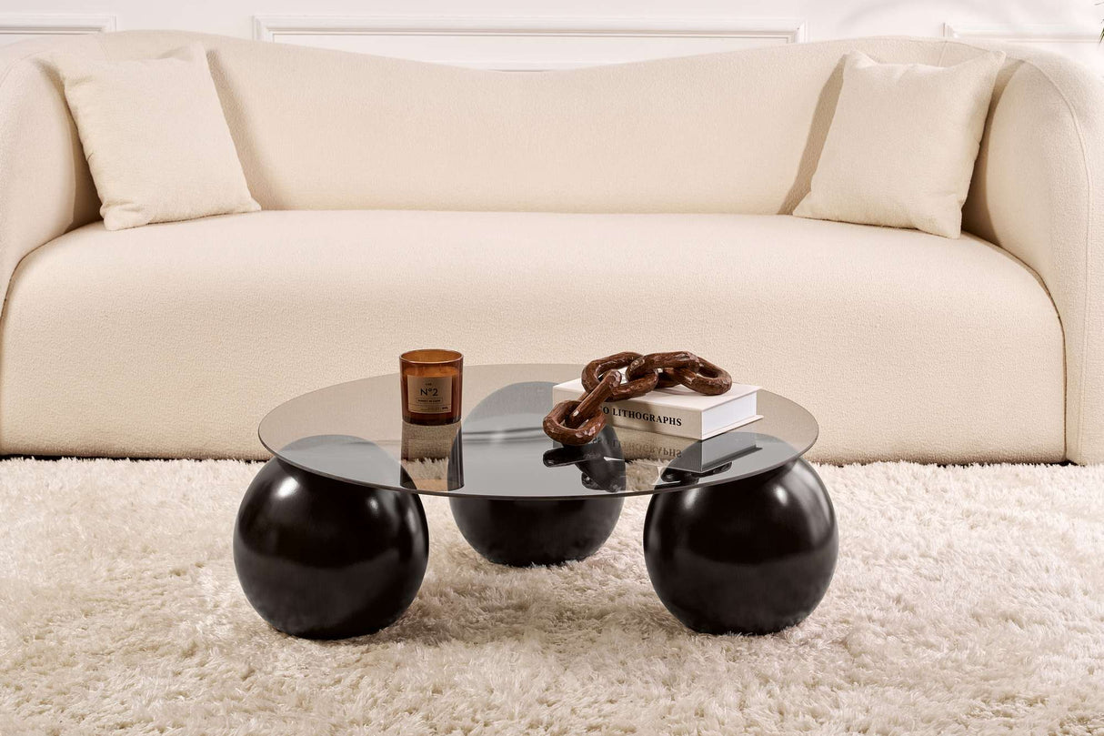 Coffee table Miro Tempered glass Black Gray 85x85 cm Black Gray Tempered glass