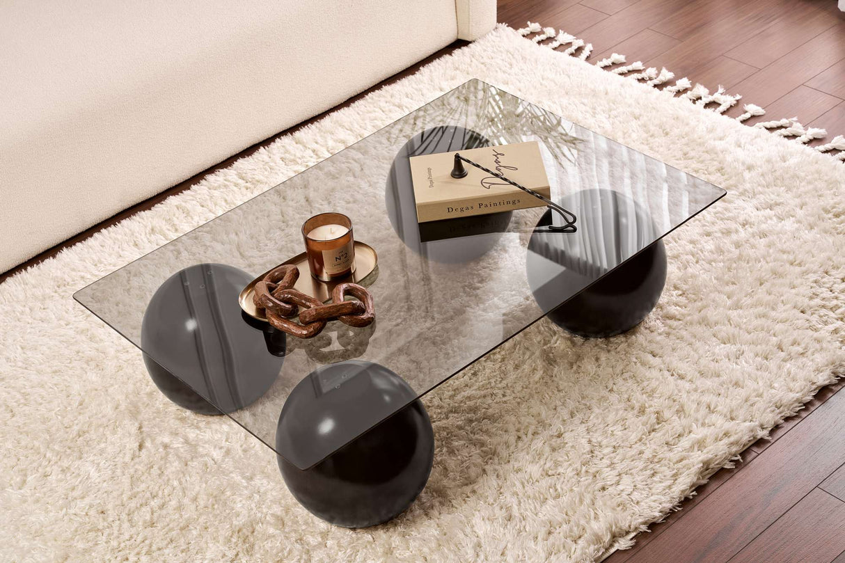 Sera Coffee Table Black and Gray Tempered Glass 110x75 cm