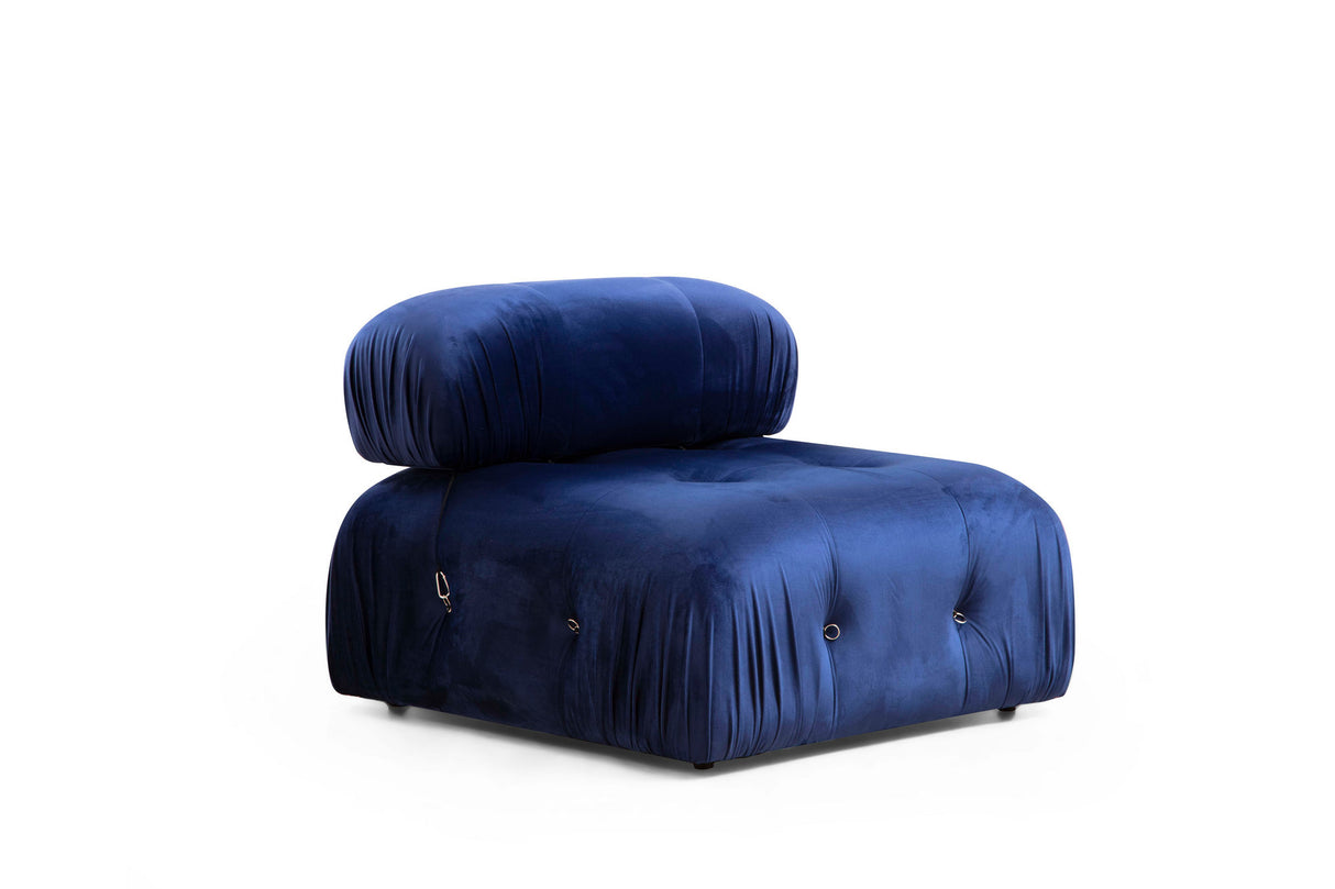 Modular XXL corner sofa Bubble with ottoman - velvet blue
