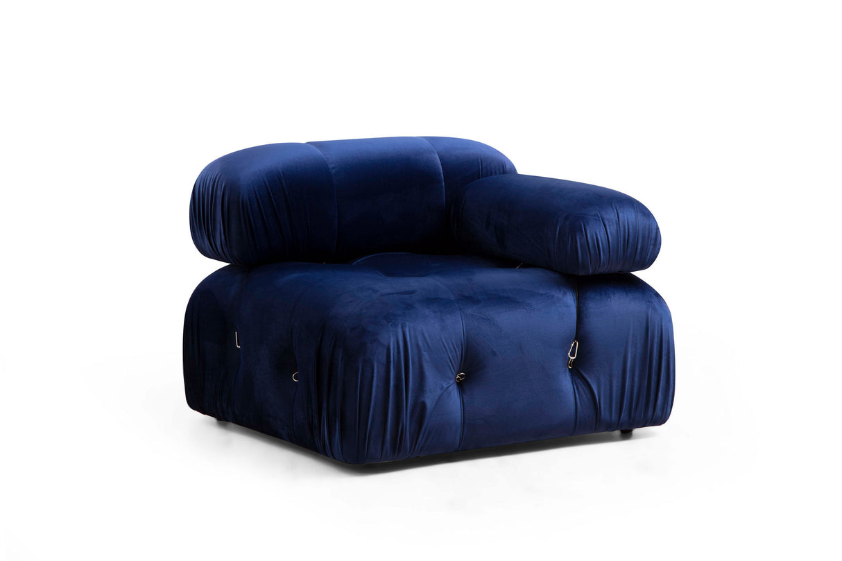 Modular XXL corner sofa Bubble with ottoman - velvet blue