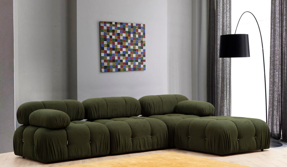 Modular XXL corner sofa Bubble with ottoman - velvet green