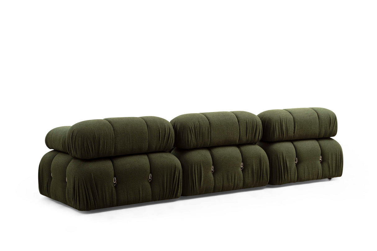 Modular XXL corner sofa Bubble with ottoman - velvet green