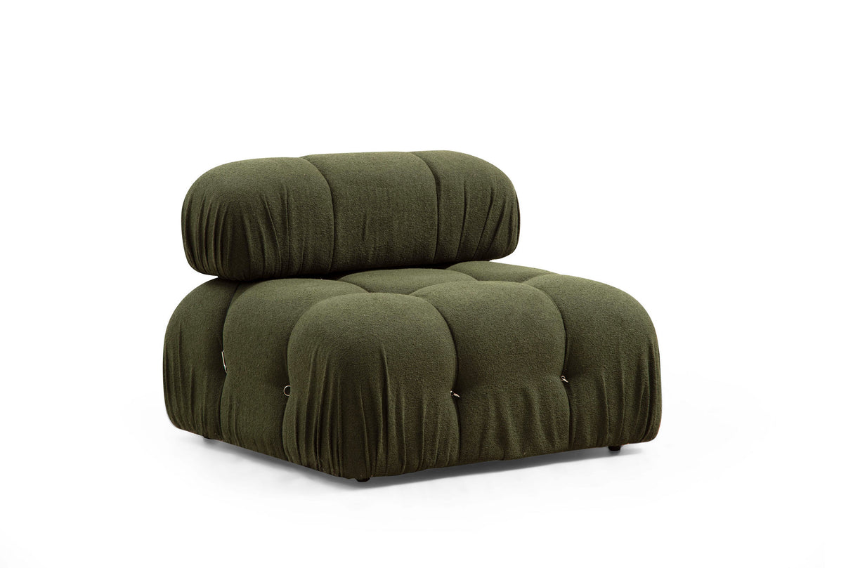 Modular XXL corner sofa Bubble with ottoman - velvet green
