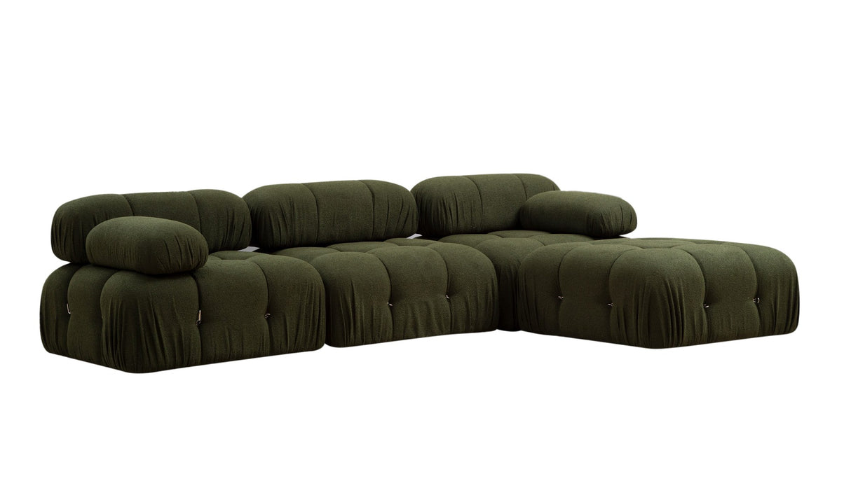 Modular XXL corner sofa Bubble with ottoman - velvet green