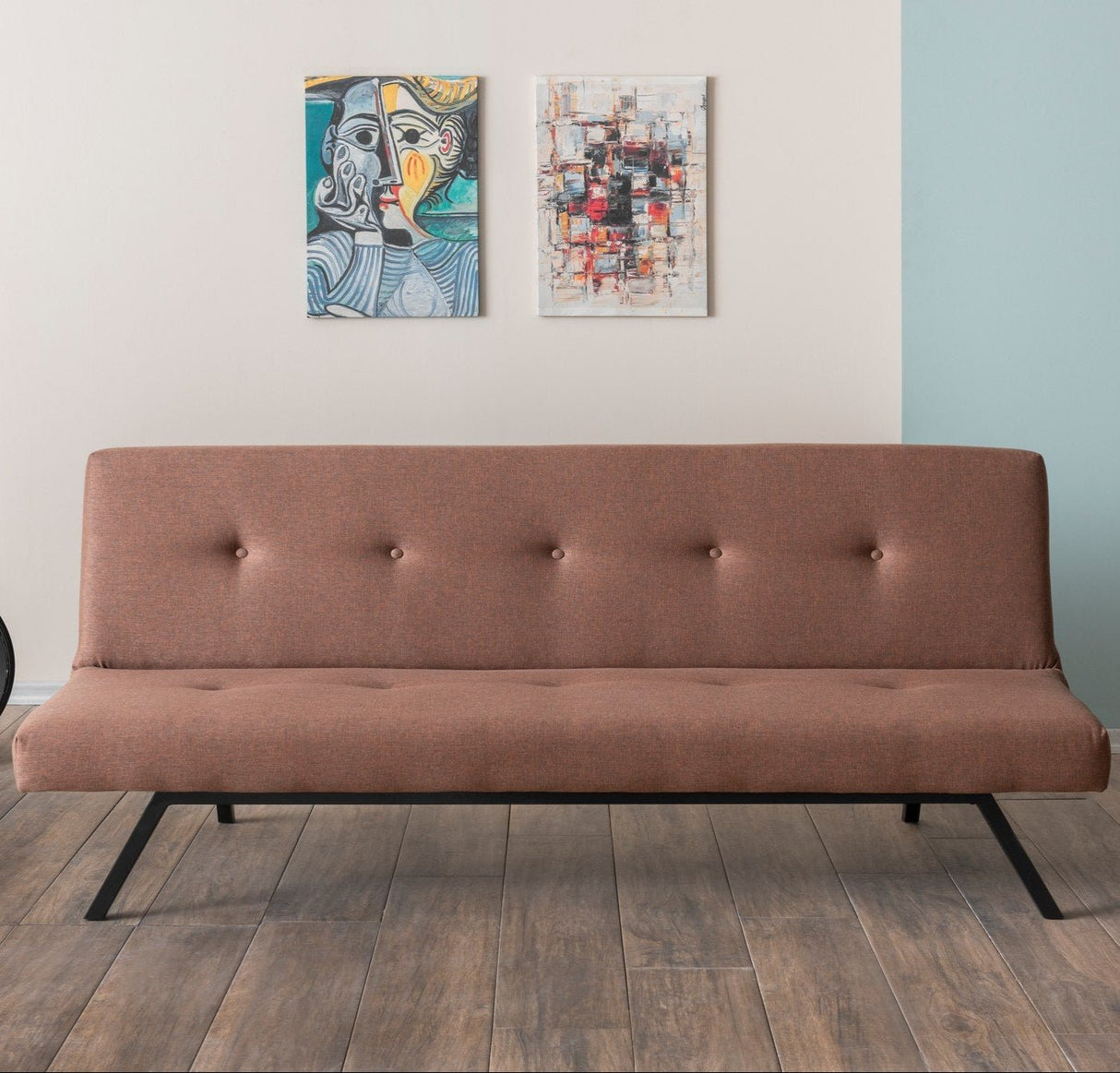 3-Seater Sofa Bed Zoly Brown Fabric - 180 cm - Without Armrests - Button-Tufted