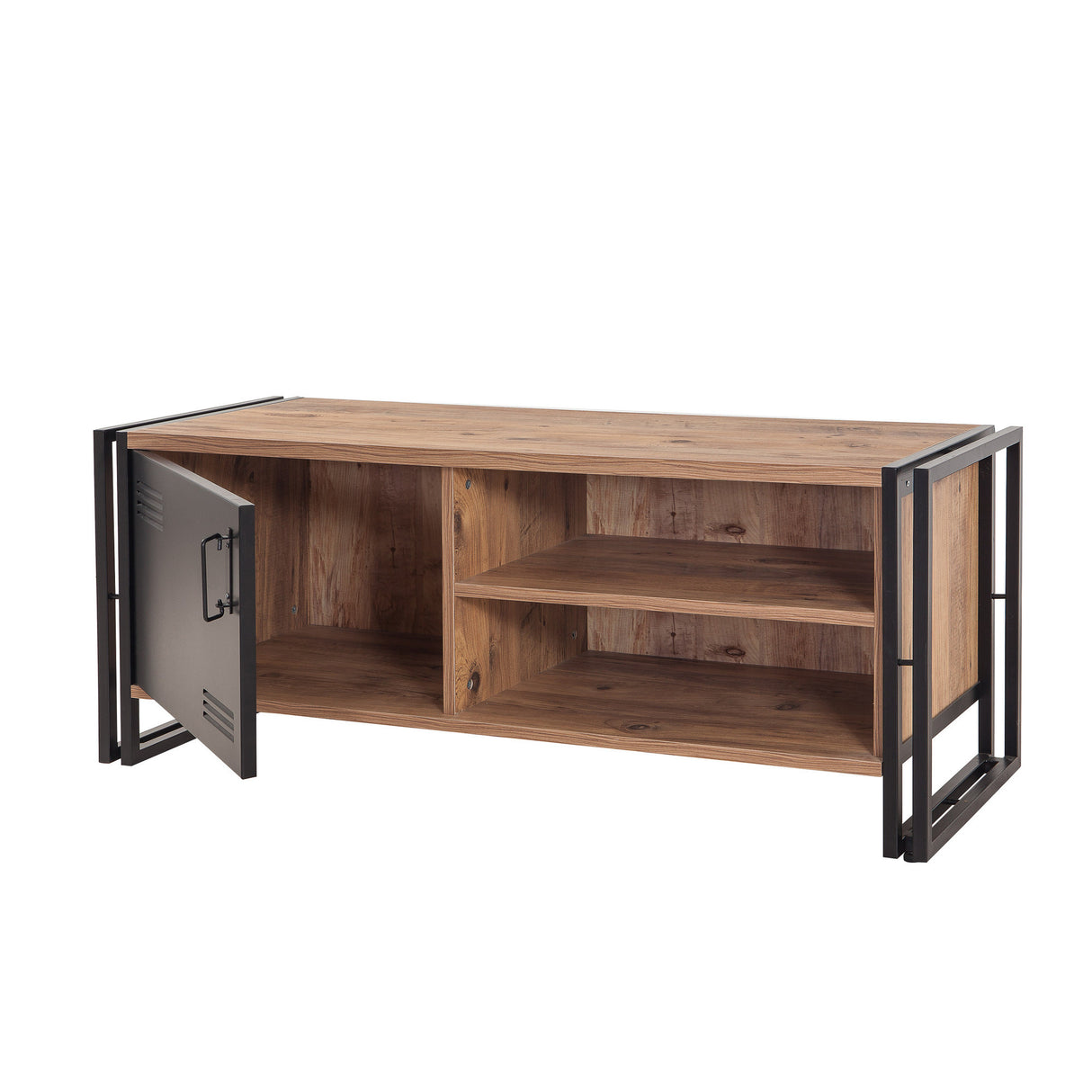 TV Meubels - TV Meubel Cosmo Atlantisch Dennenhout Zwart Melamine 130x50x45 cm - Dimehouse