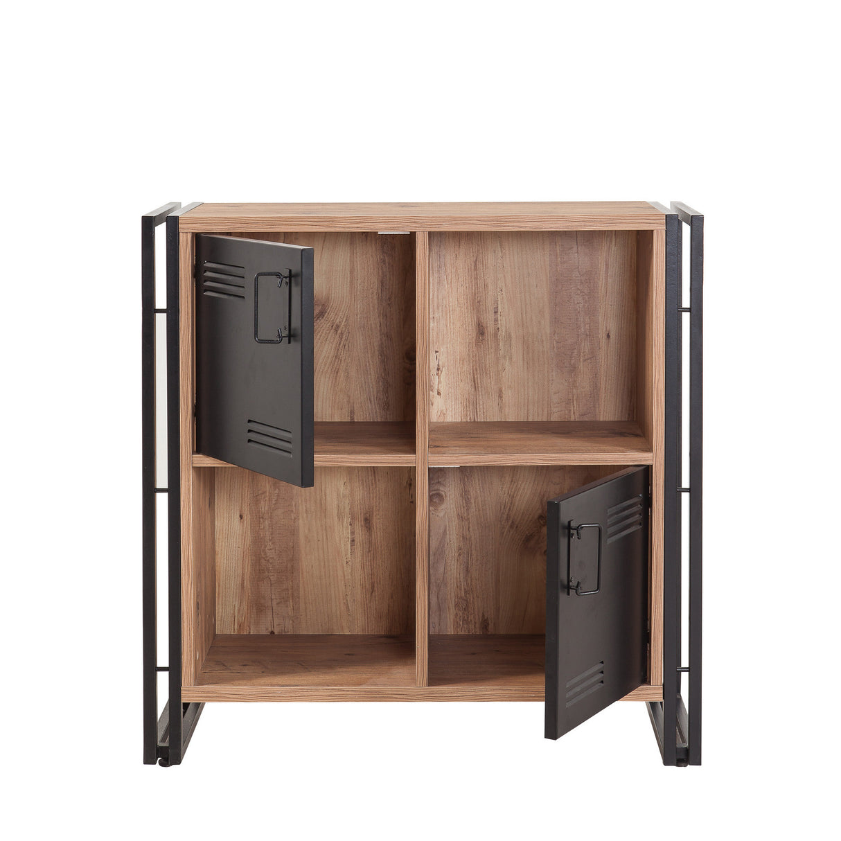 Industrial sideboard pine wood melamine black metal Cosmo 89x89x35 cm