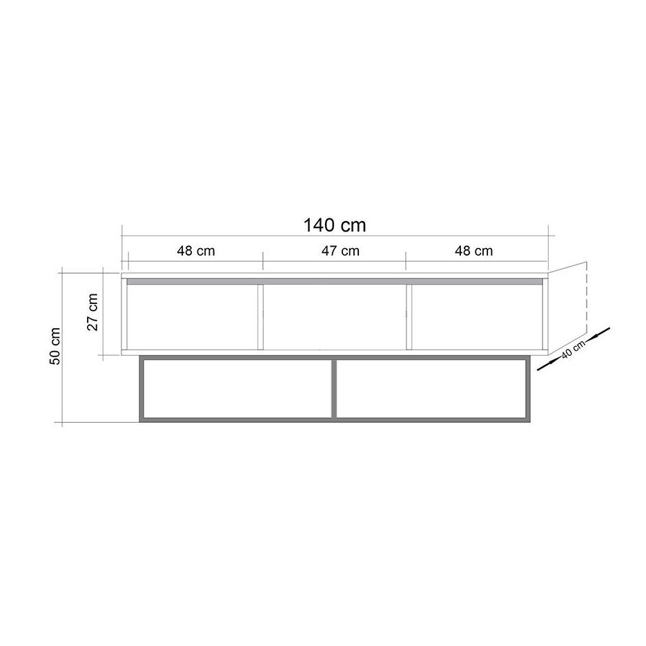 TV Meubels - TV Meubel Milo Walnoot Zwart Melamine 140x50x40 cm - Dimehouse