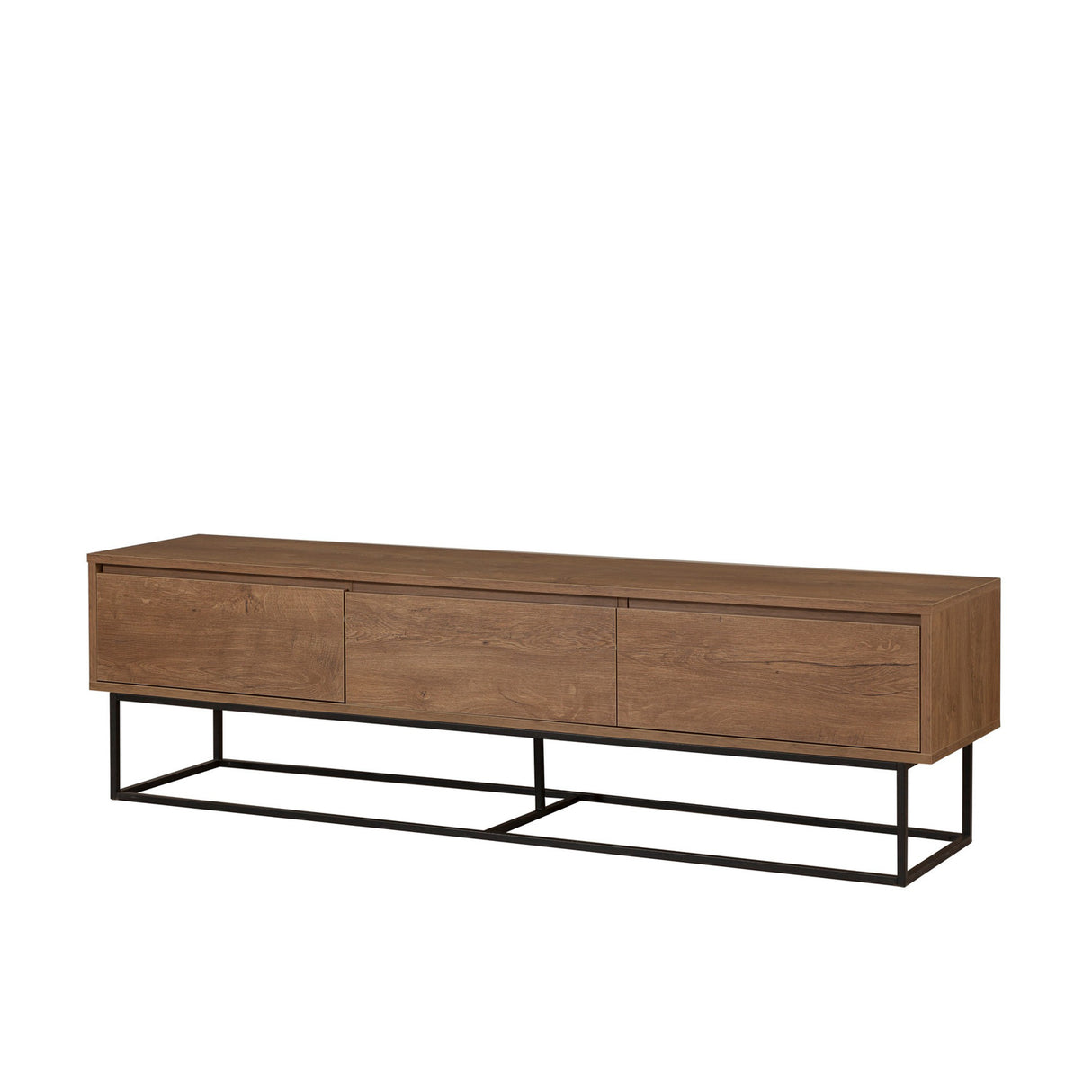 TV Meubels - TV Meubel Milo Walnoot Zwart Melamine 180x50x40 cm - Dimehouse