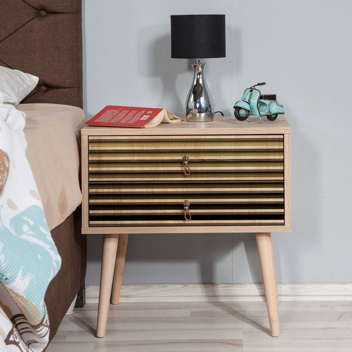 Bedside table Catalina Sonoma Oak Melamine 60x61x40 cm