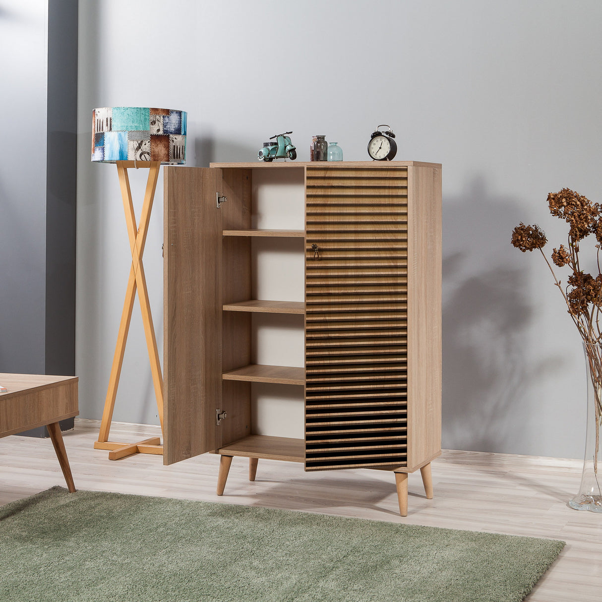 Wandkasten - Wandkast Multibox Sonoma Eik Melamine 80x127x36 cm - Dimehouse