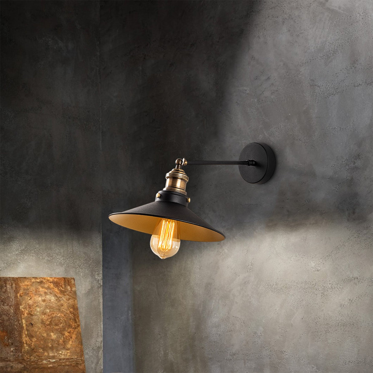 Wall lamp Black Gold Metal Forge
