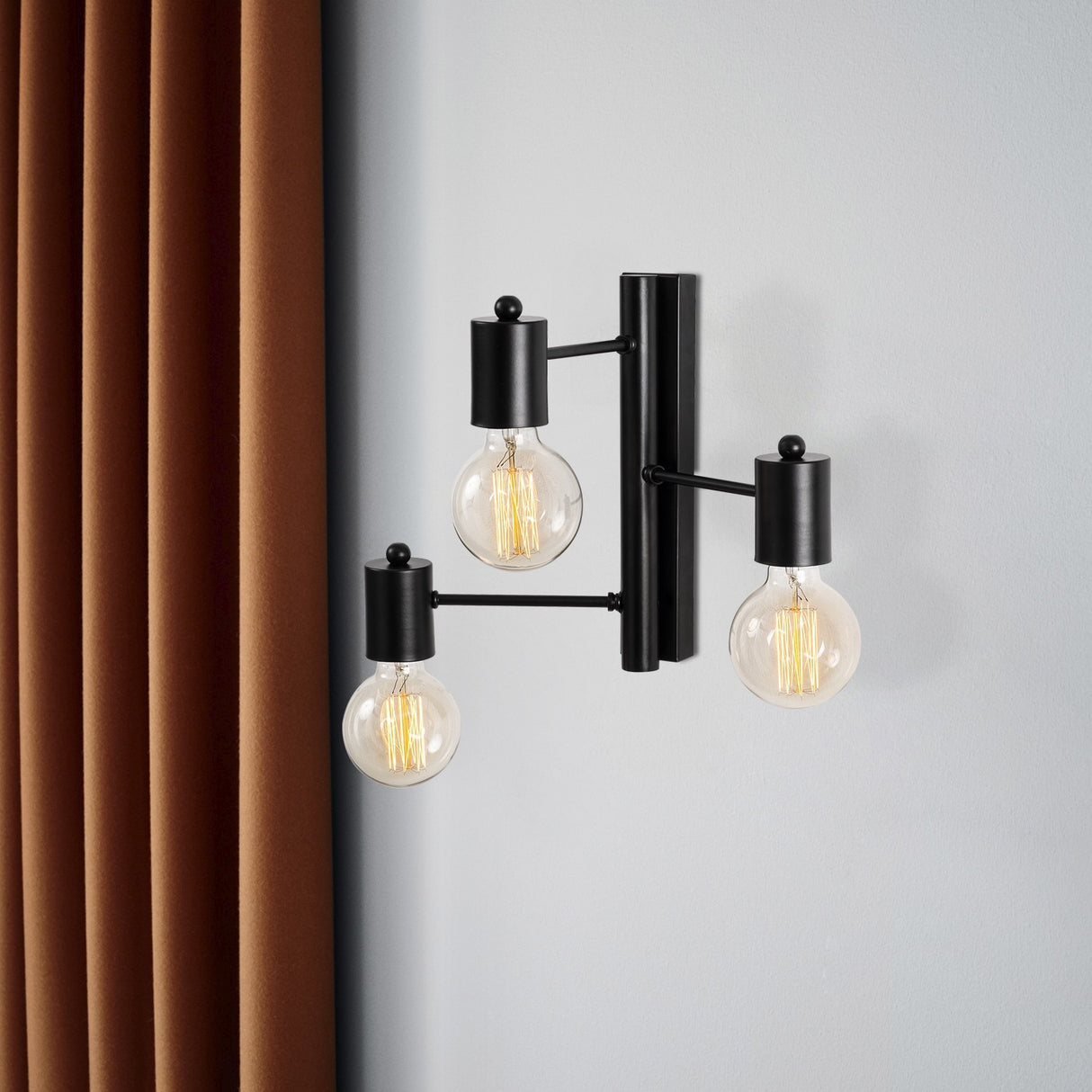 Wall lamp 3-light Black Metal Brisa