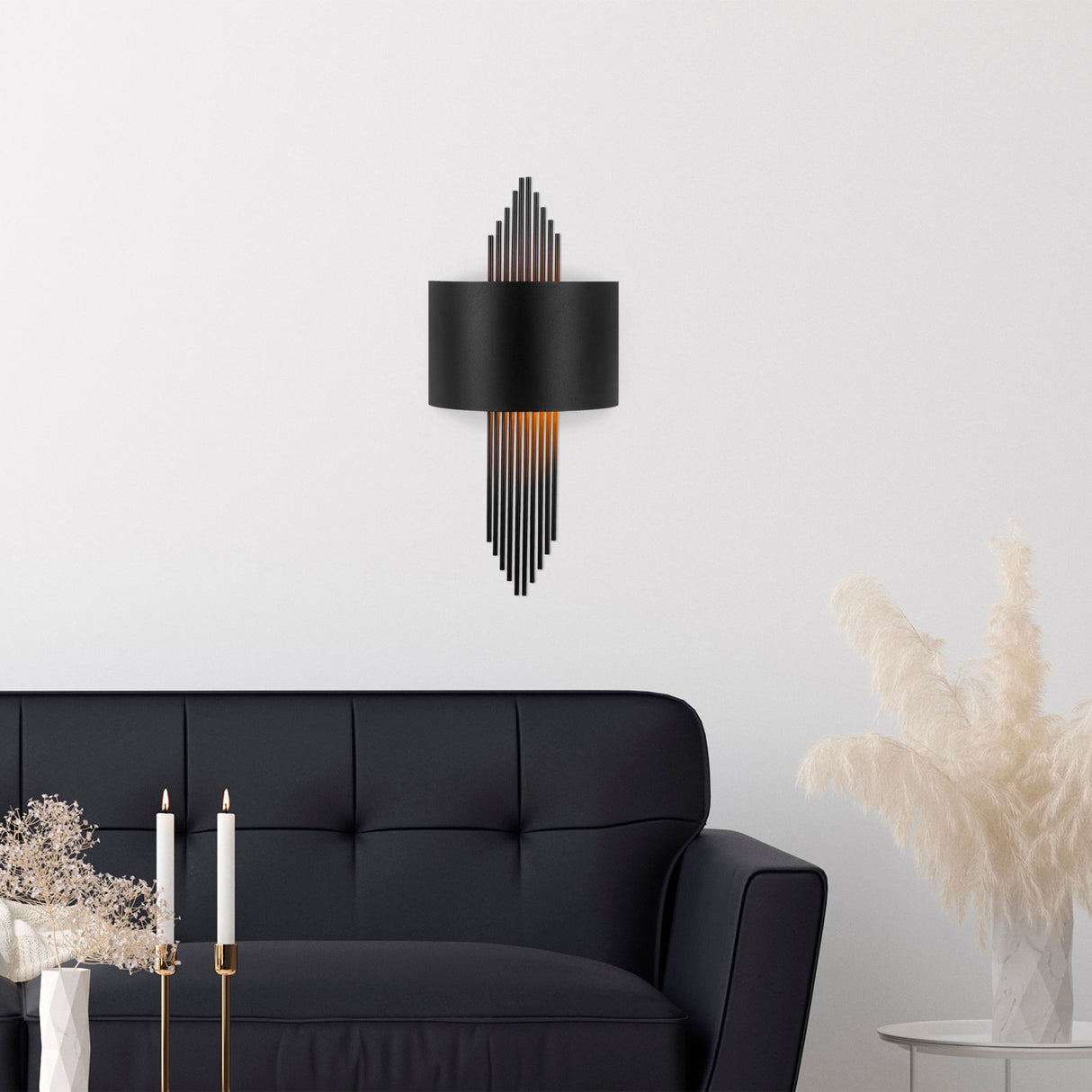 Wall lamp 1-light Black Metal Andes