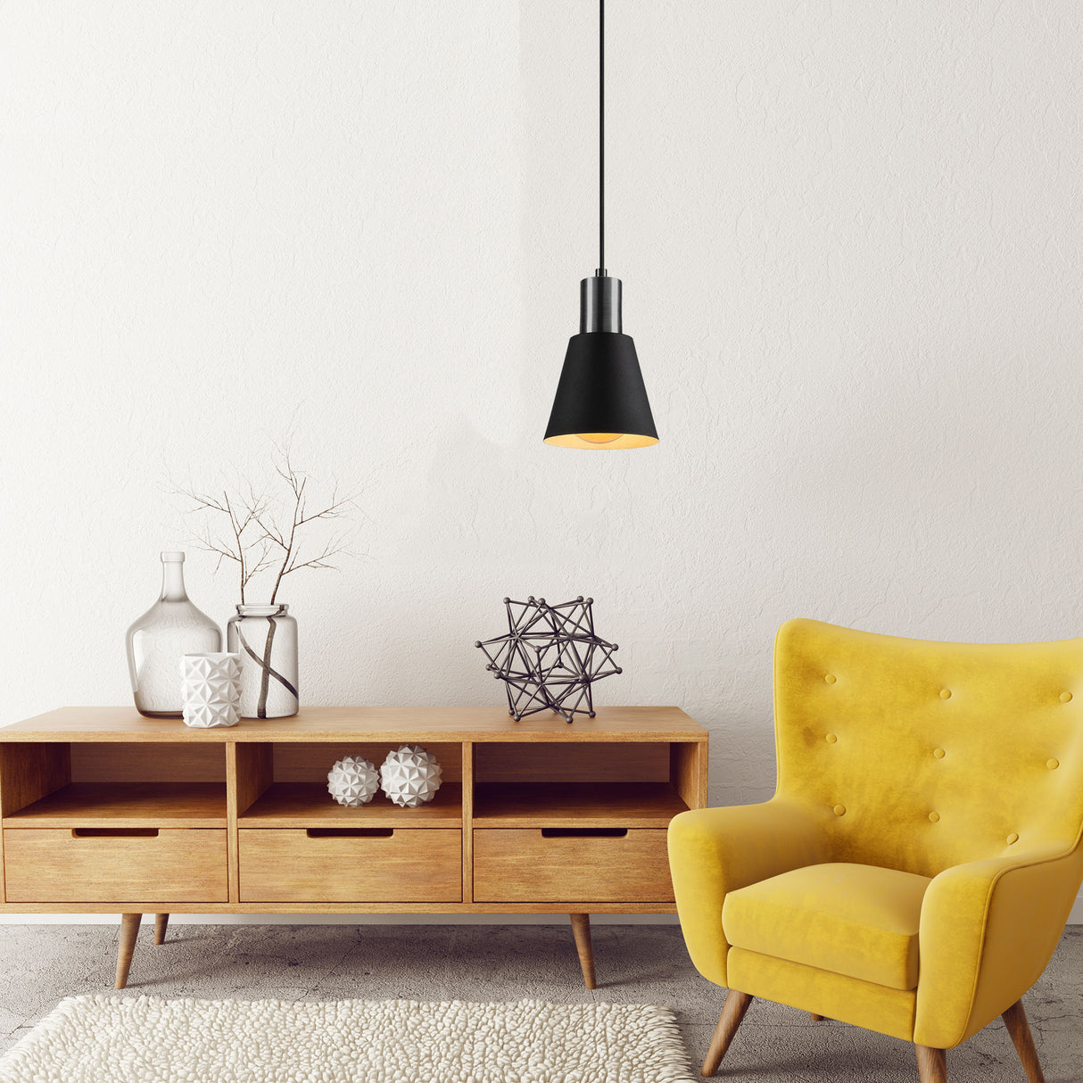 Pendant Lamp Black Nickel Metal Velora