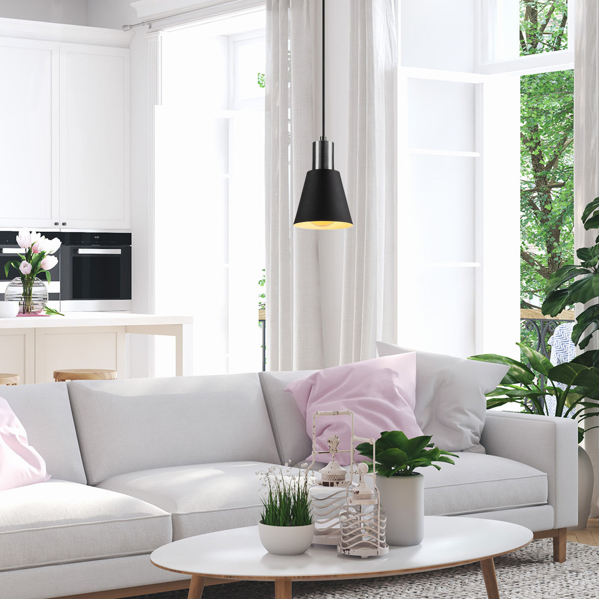 Pendant Lamp Black Nickel Metal Velora