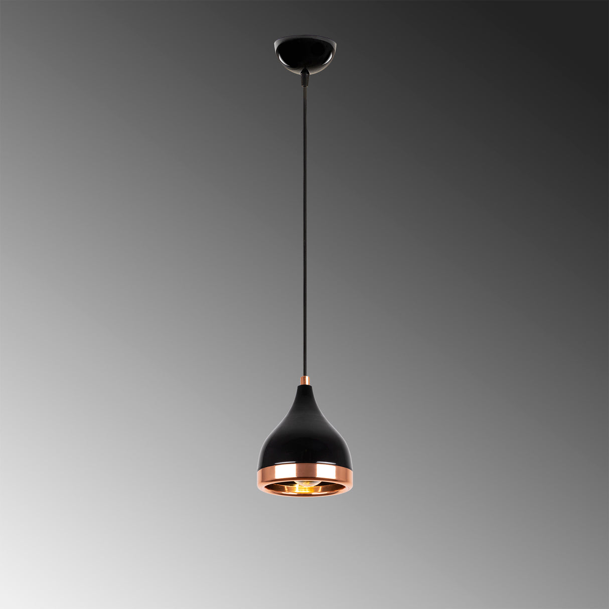 Pendant lamp 1-light Black Copper Round Metal Grip