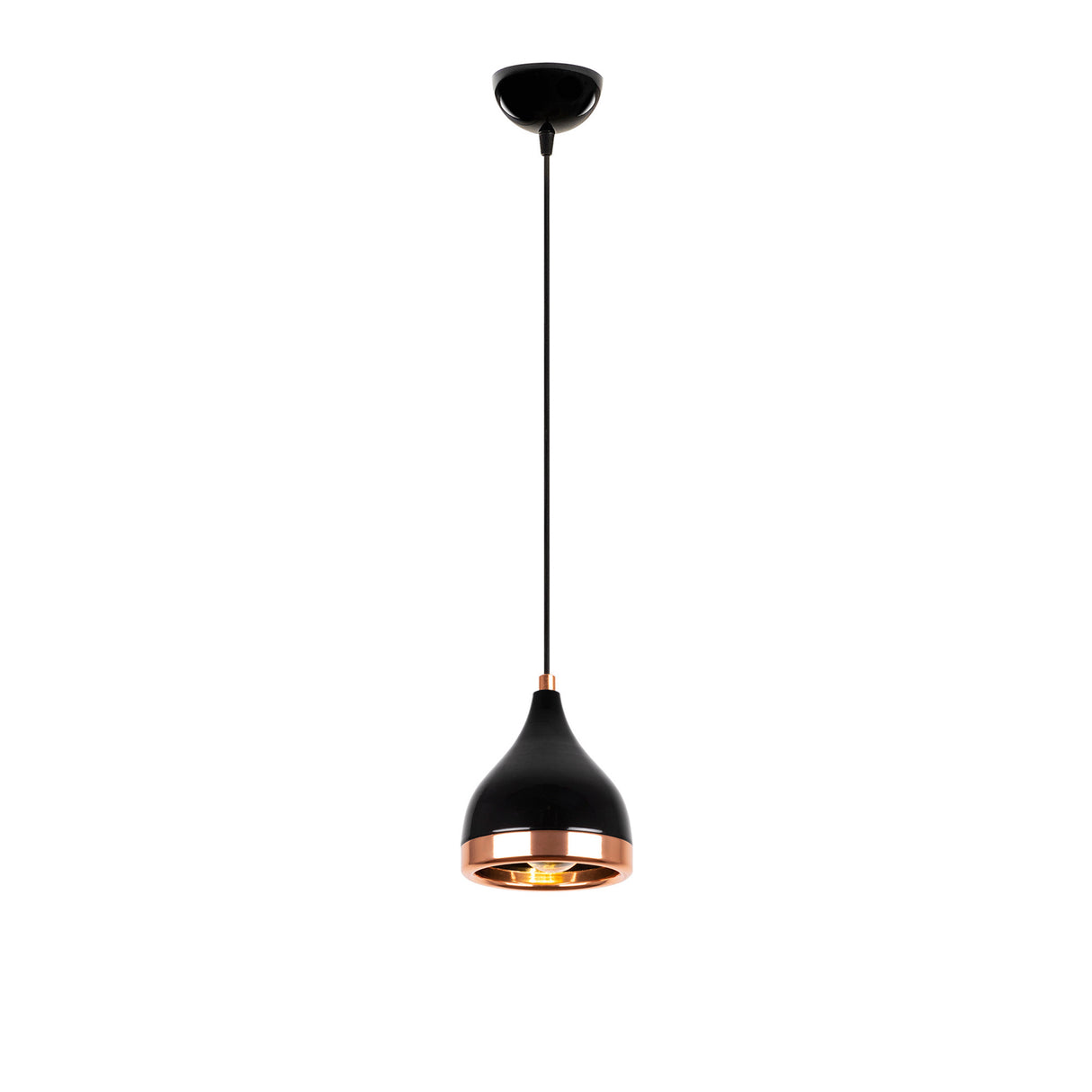 Pendant lamp 1-light Black Copper Round Metal Grip