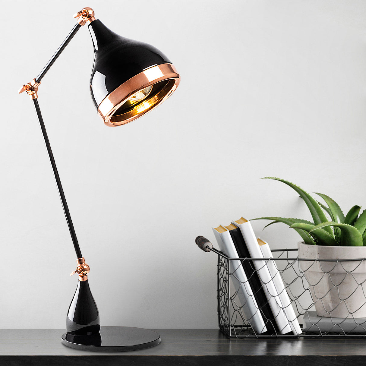 Table lamp Black Copper Metal Grip