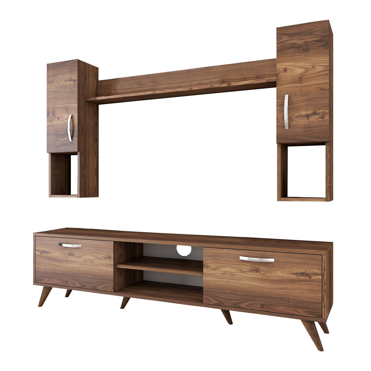TV Meubels - TV Meubel Set Alta Walnoot Melamine 180x48,6x35 cm - Dimehouse