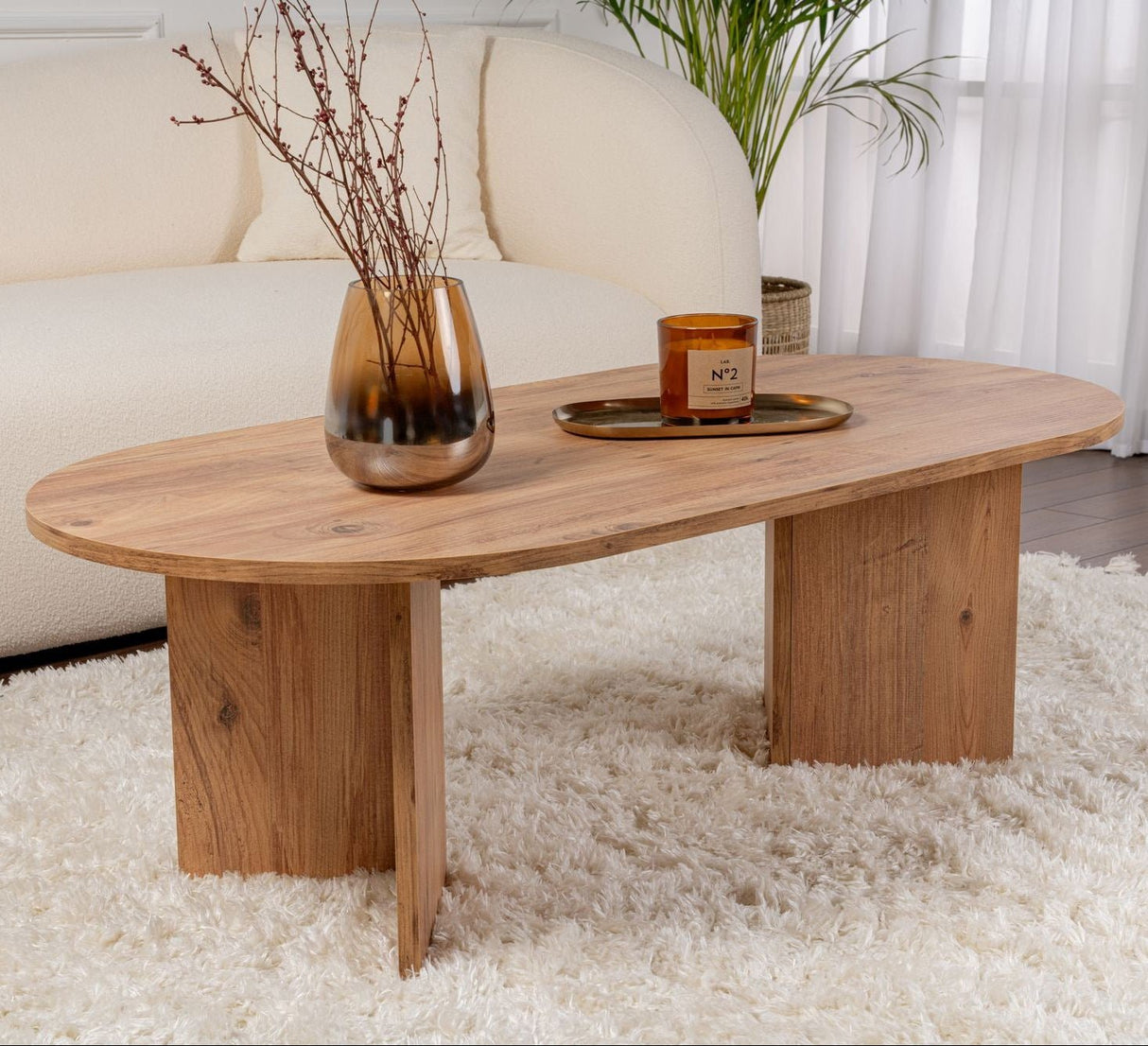 Oval Coffee Table Atlantic Pinewood look Sabla - 119x60