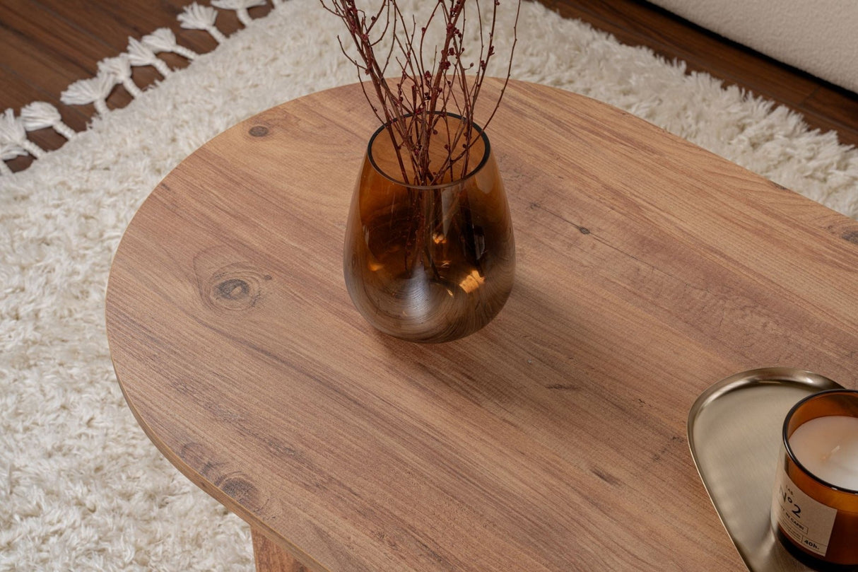 Salontafels - Salontafel dennenhout melamine boogvorm Koda 119x60 cm - Dimehouse