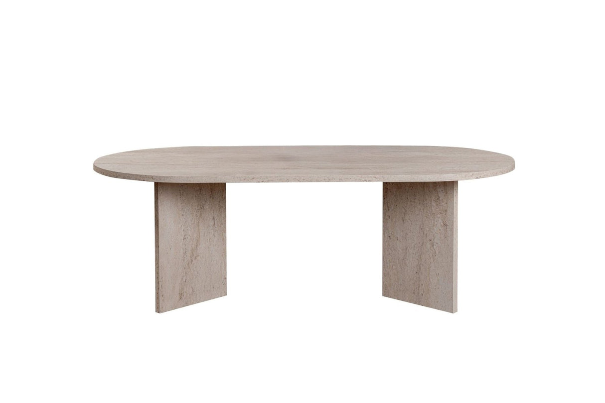 Oval Coffee Table Travertine look Sabla - 119x60