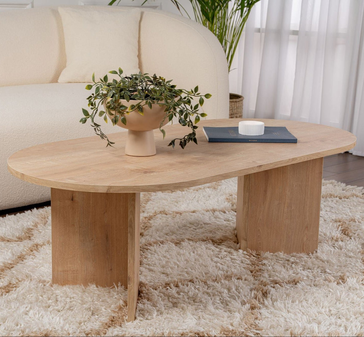 Oval Coffee Table Sapphire Oak Look Sabla - 119x60