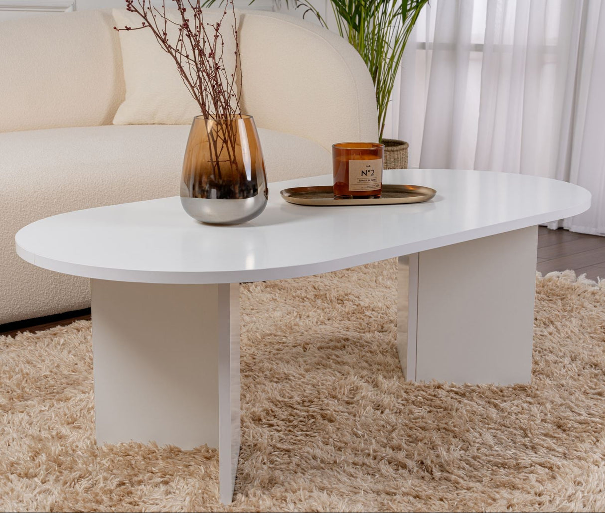 Oval Coffee Table Sapphire White Sabla - 119x60