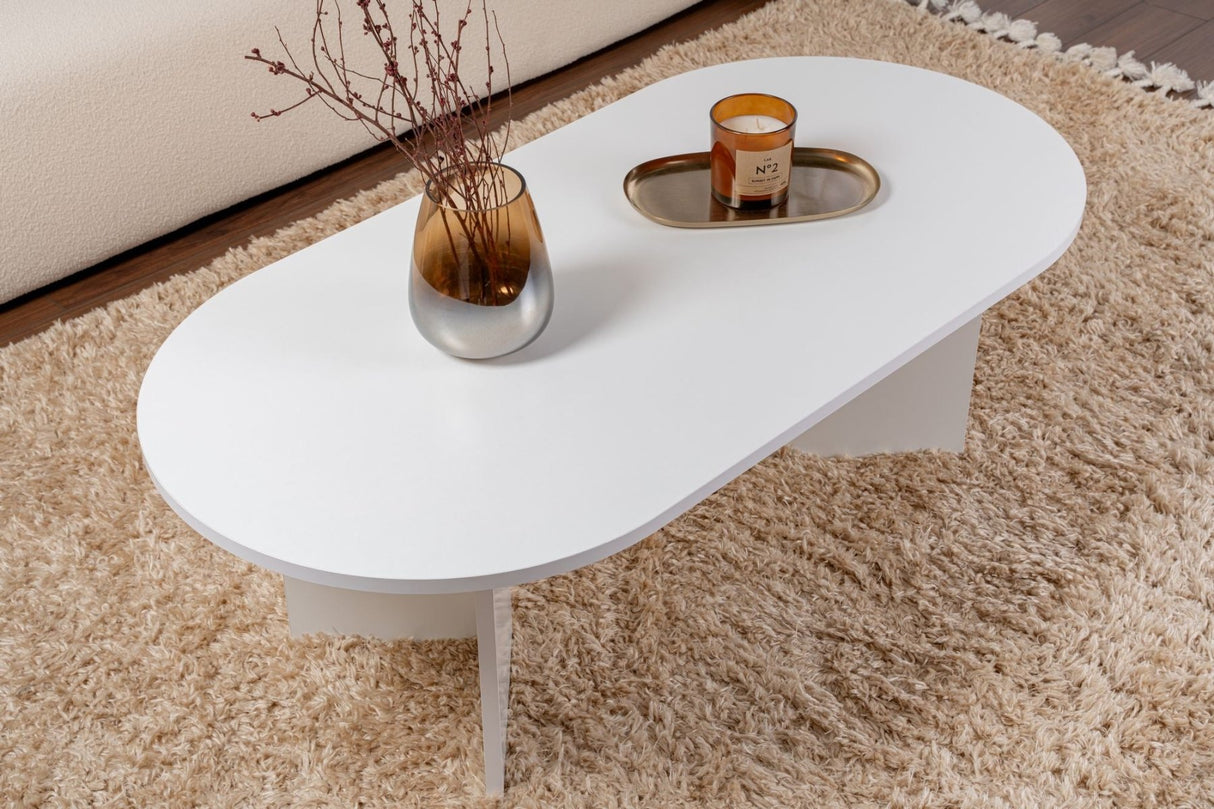 Oval Coffee Table Sapphire White Sabla - 119x60