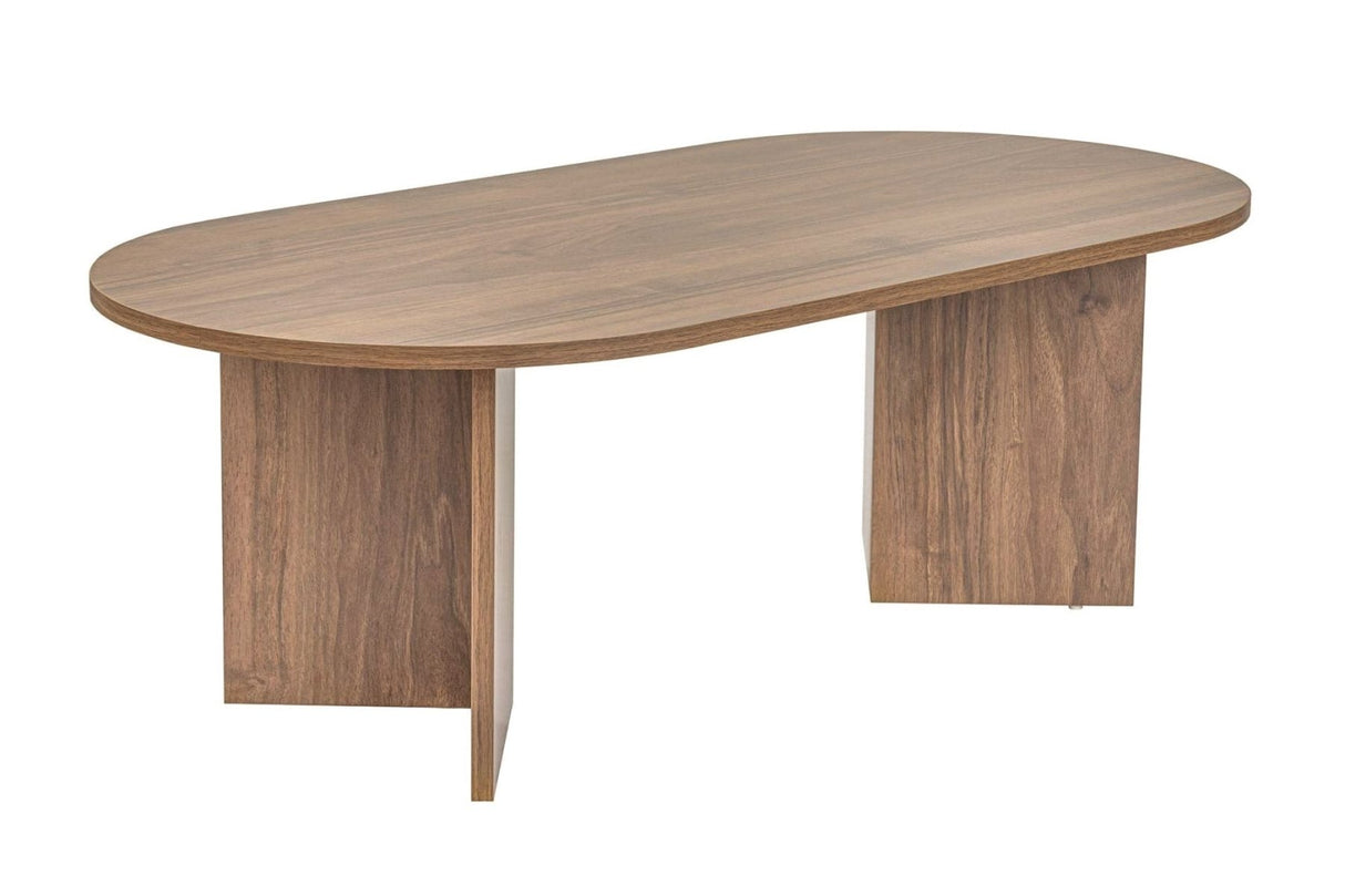 Salontafels-Ovale salontafel walnoot melamine - Japandi - 119x60 cm - Sota-Dimehouse