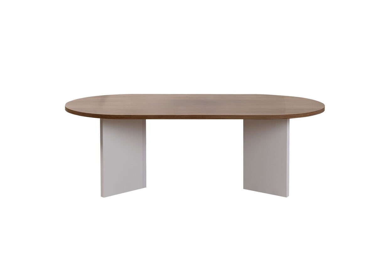 Oval Coffee Table Walnut Look - White Leg - Sabla - 119x60