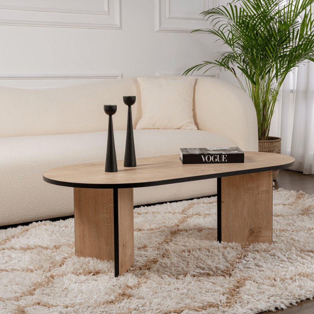 Oval Coffee Table Sapphire Oak Look Sabla - 119x60