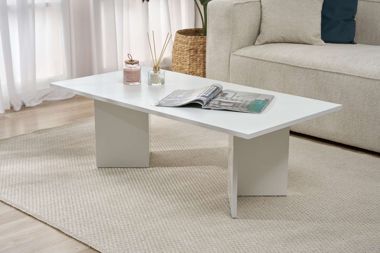 Living room table Melamine white 119x60 cm Sabin White