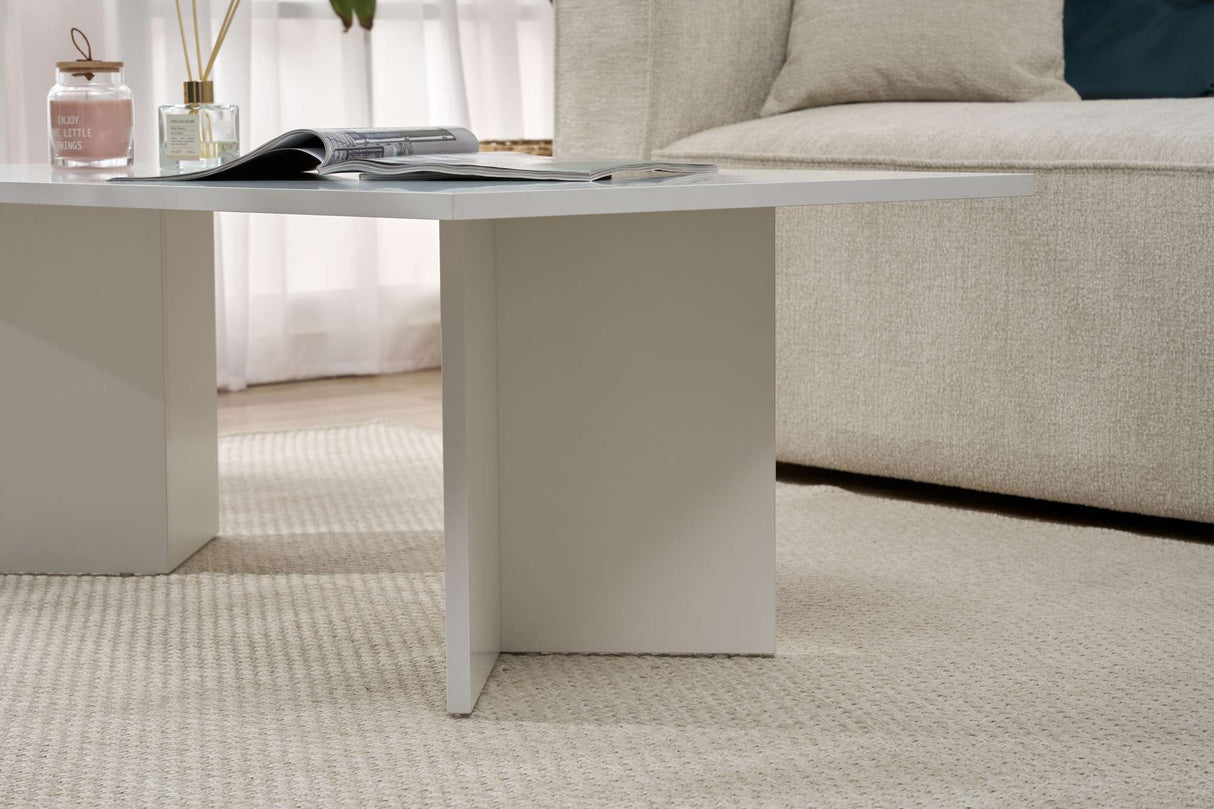 Living room table Melamine white 119x60 cm Sabin White