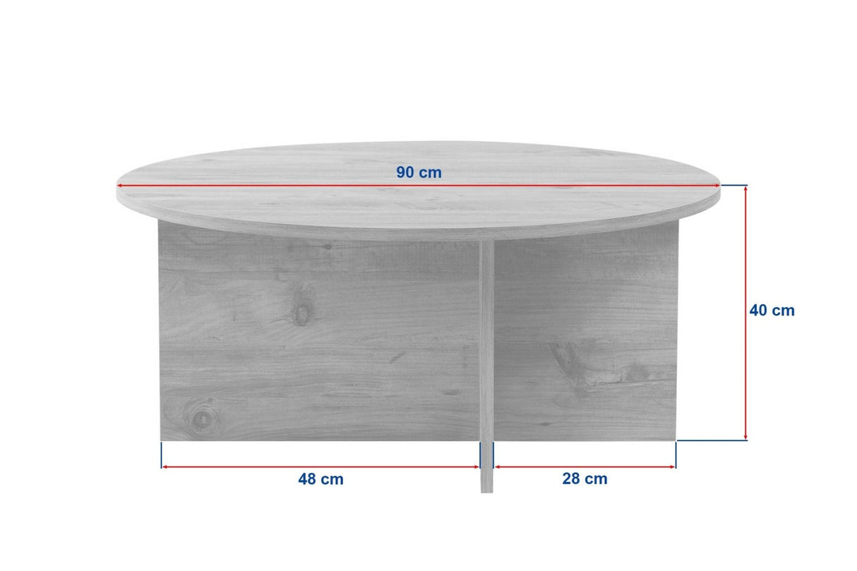 Round coffee table Dakota pine wood melamine 90x90x40 cm