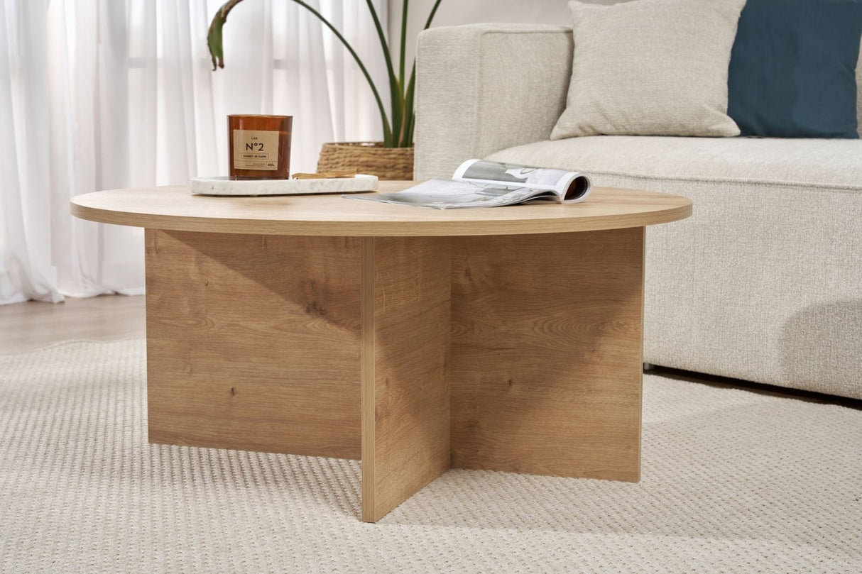 Round coffee table Dakota oak melamine 90x90x40 cm