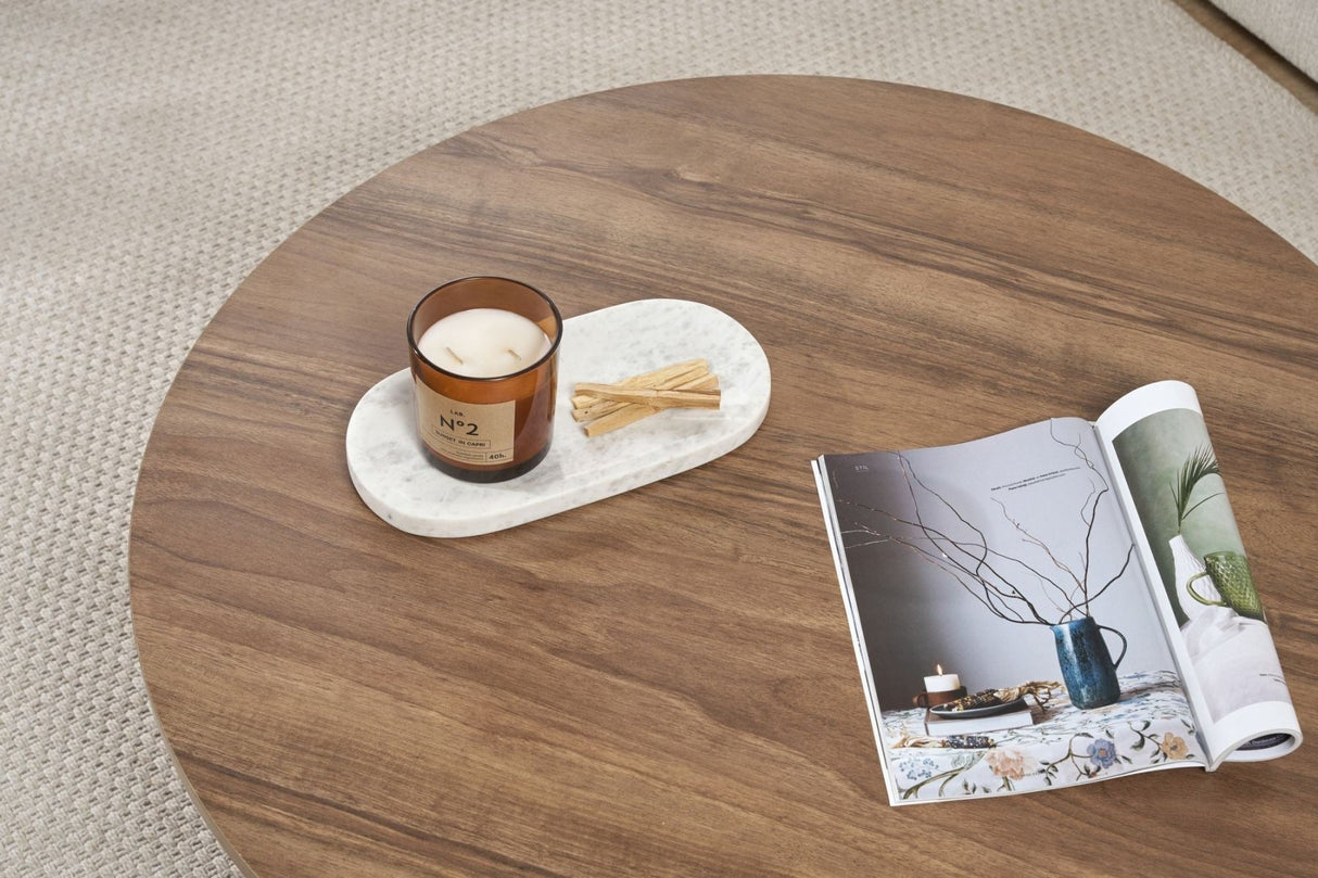 Round coffee table Dakota walnut melamine 90x90x40 cm
