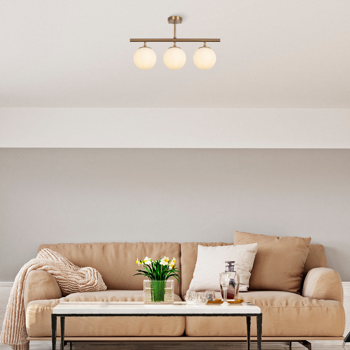 Pendant lamp 3-light Bronze-colored Metal