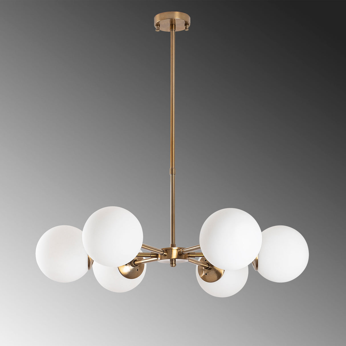 Bronze-colored 6-light Pendant Lamp with White Metal Shade Flint