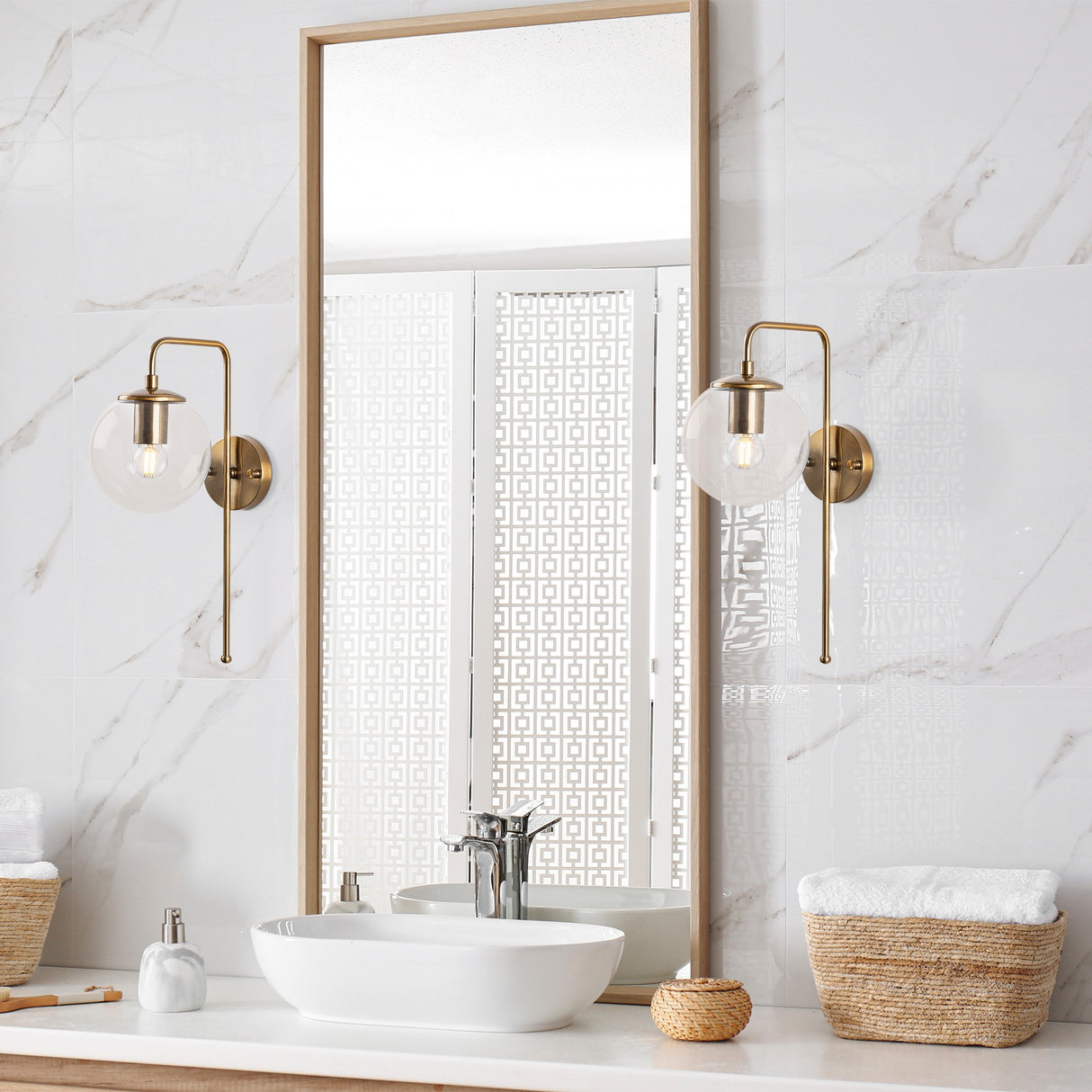 Wall lamp 1-light Bronze-colored Clear Glass Brim