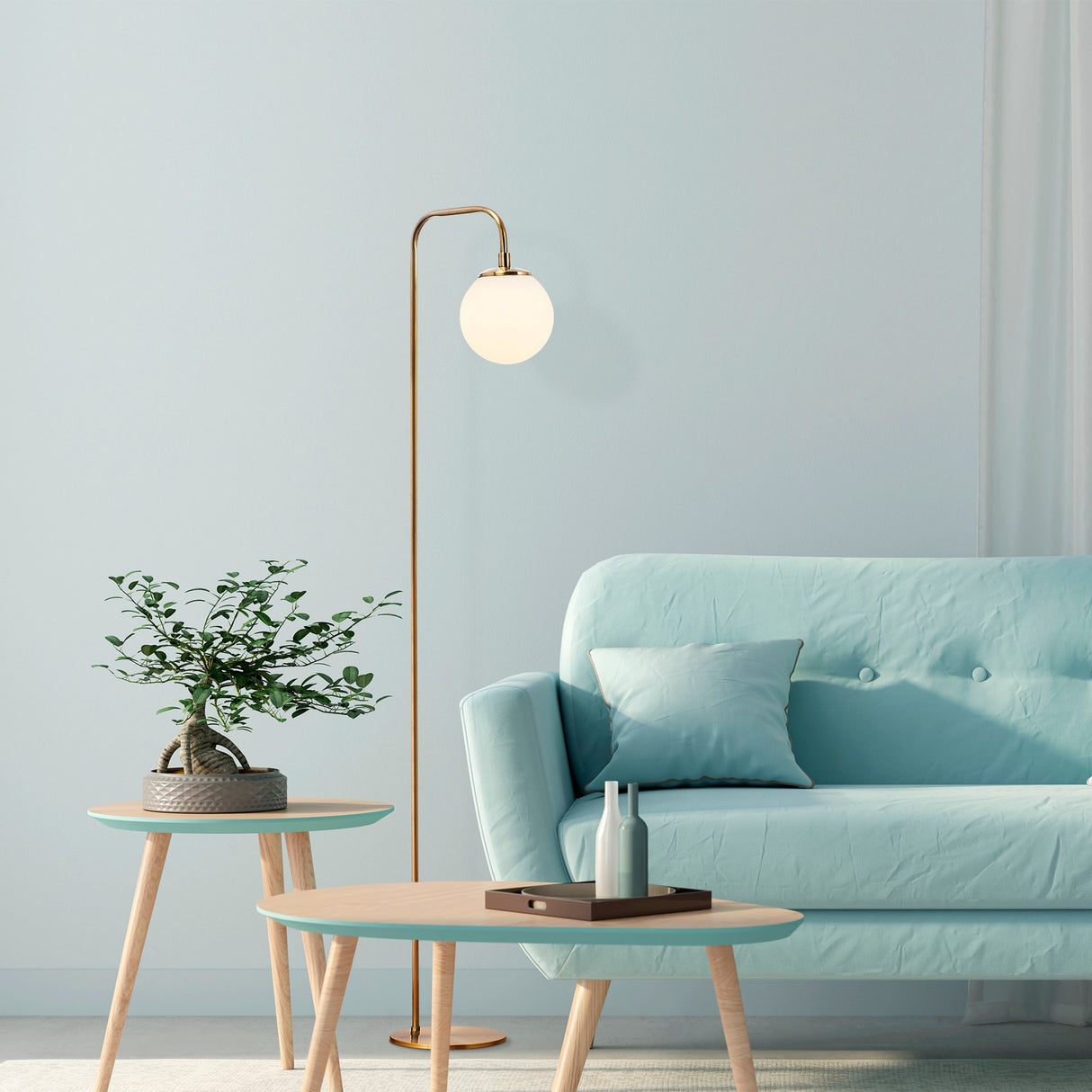 Floor lamp Bronze-colored Beige Glass Brim