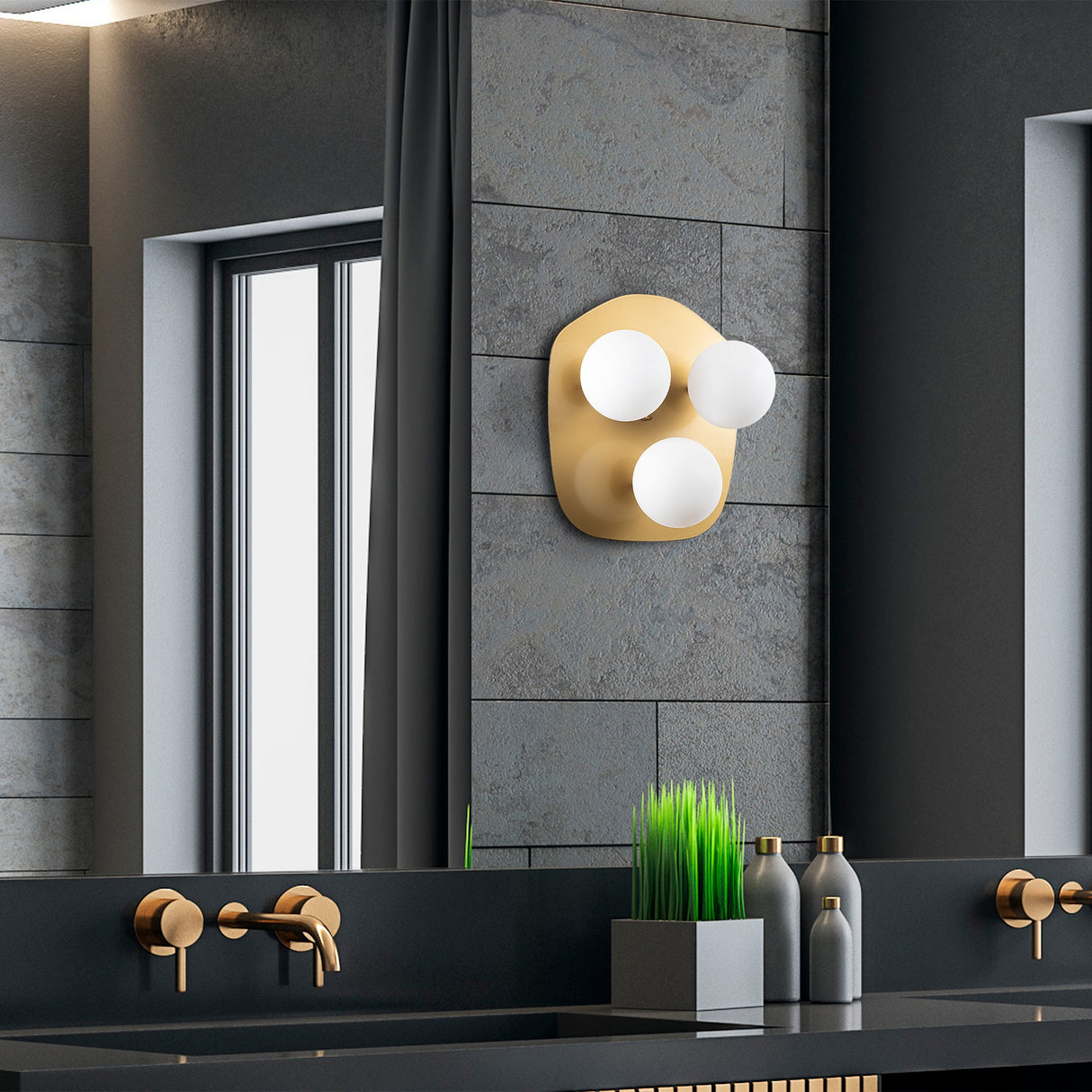 Wall lamp 3-light Gold Glass Axel