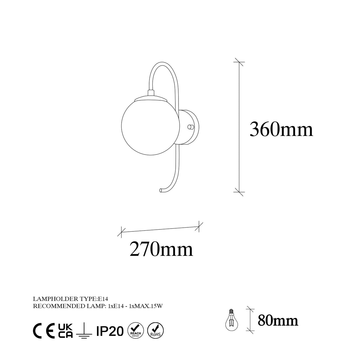 Wall lamp Gold Clear Glass Lucent