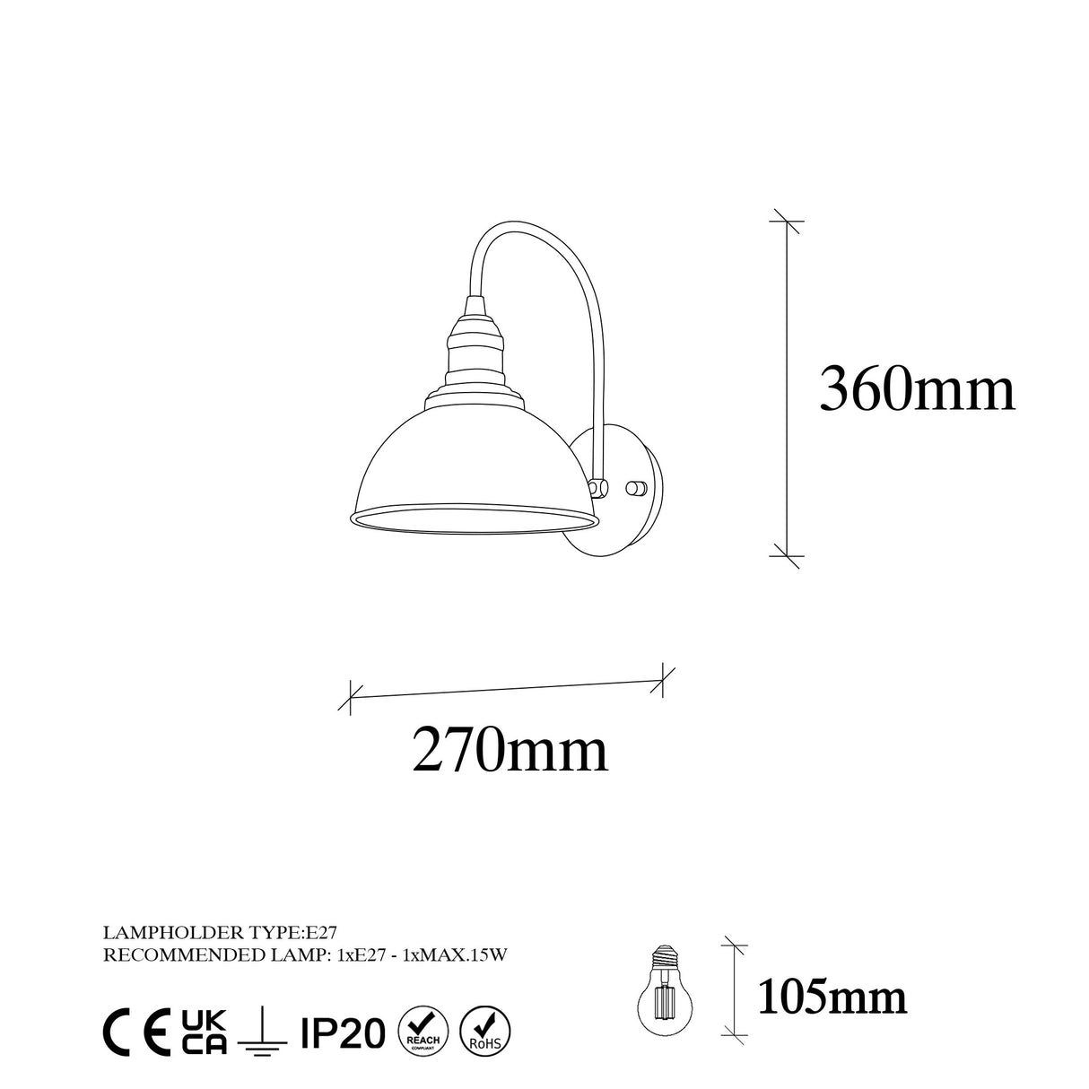 Black Metal Wall Lamp Bane