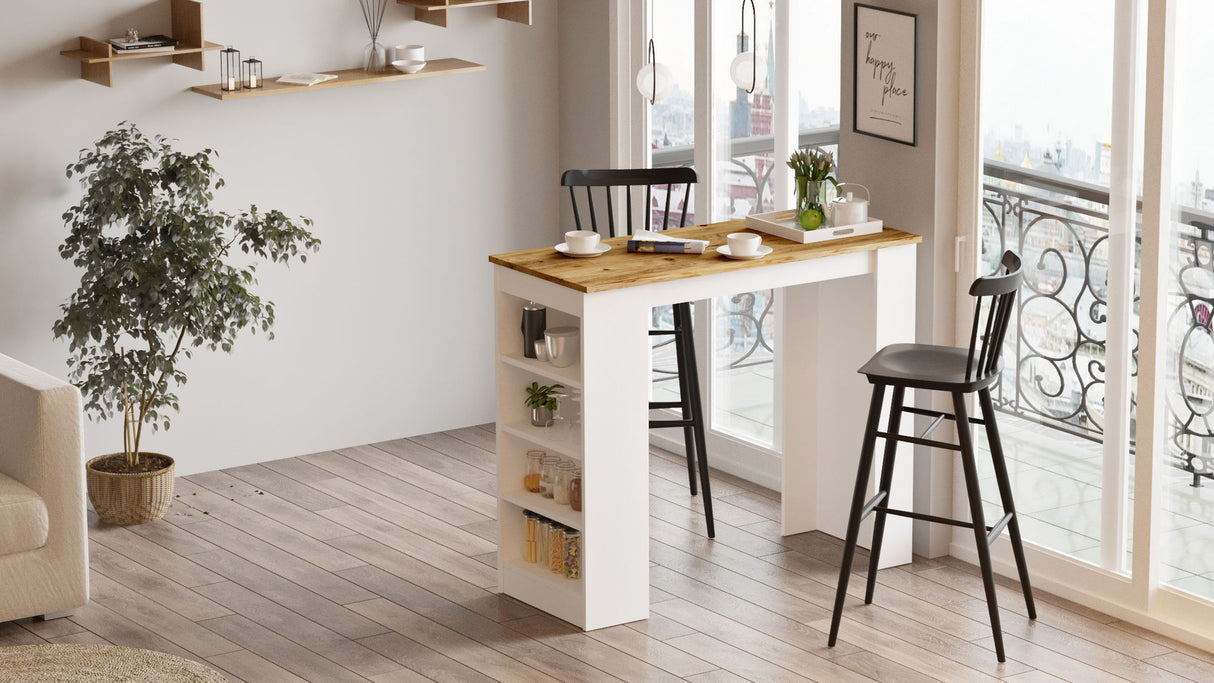 Bartafels - Bartafel Paphos Atlantisch Dennenhout Wit Melamine 120x101,8x51,6 cm - Dimehouse